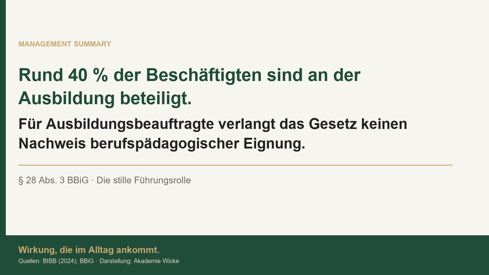 ausbildungsbeauftragte: rund 40 prozent der beschaeftigten sind an der ausbildung beteiligt